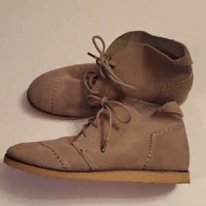 Toms Taupe Suede Lace-Up Ankle Booties